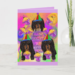 Langhaarige schwarze Dachshund Feiertagskarte