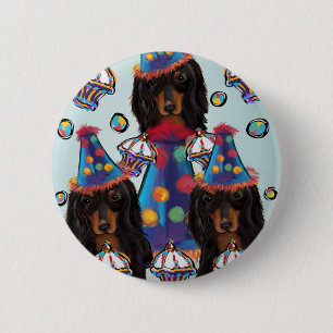 Langhaarige schwarze Dachshunde Button