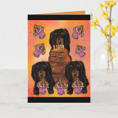 Langhaarige schwarze Dackel Karte (Gelbe Blume)