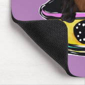 Langhaarige schwarze Dackel Mousepad (Ecke)