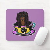 Langhaarige schwarze Dackel Mousepad (Mit Mouse)