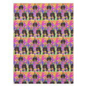 Langhaarige schwarze Dackel Tischdecke (Vorderseite)