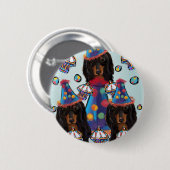 Langhaarige schwarze Dackeln Button (Vorne & Hinten)