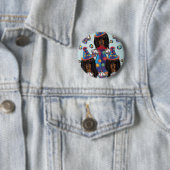 Langhaarige schwarze Dackeln Button (Beispiel)