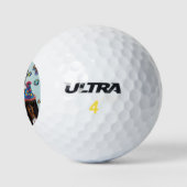 Langhaarige schwarze Dackeln Golfball (Logo)