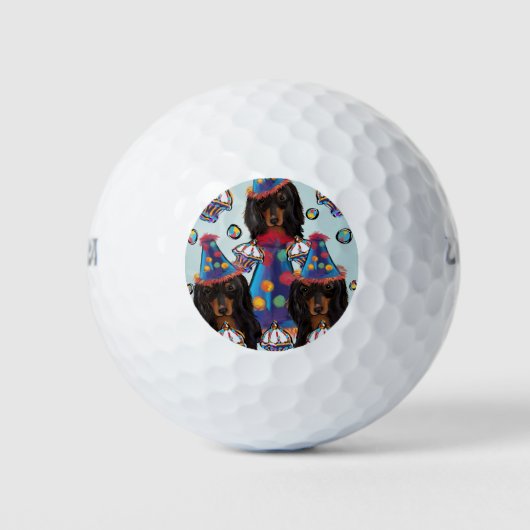 Langhaarige schwarze Dackeln Golfball (Vorderseite)