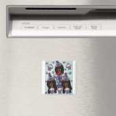 Langhaarige schwarze Dackeln Magnet (In Situ (Geschirrspüler))