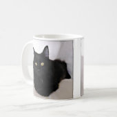 Langhaarige Schwarze Katze Entspannen auf dem Sofa Kaffeetasse (Vorderseite Links)