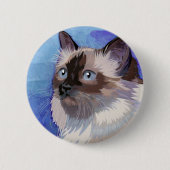 Langhaarige siamesische Himalajakatze Button (Vorderseite)