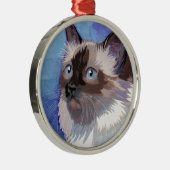 Langhaarige siamesische Himalajakatze Ornament Aus Metall (Rechts)