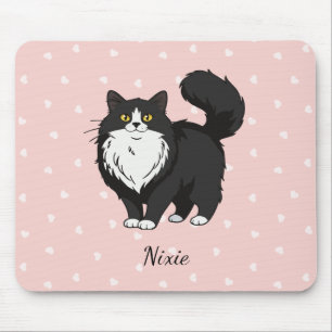 Langhaarige Tuxedo-Katze Personalisiert Mousepad