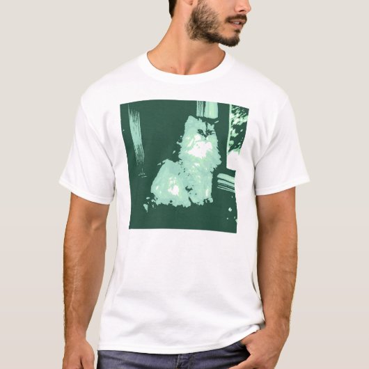 Langhaariger Cat Pop Art T-Shirt (Vorderseite)