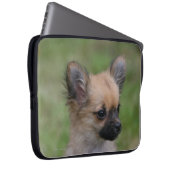 Langhaariger Chihuahua-Welpe, der Kamera Laptopschutzhülle (Vorne Rechts)
