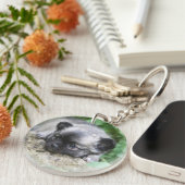 Langhaariger Chihuahua-Welpe Schlüsselanhänger (Vorderseite rechts)