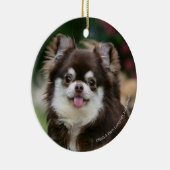 Langhaariger ChihuahuaHeadshot 1 Keramikornament (Rechts)