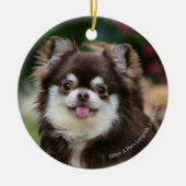 Langhaariger ChihuahuaHeadshot 1 Keramikornament (Vorne)