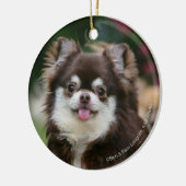 Langhaariger ChihuahuaHeadshot 1 Keramikornament (Links)