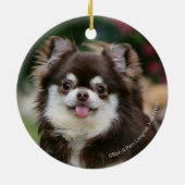 Langhaariger ChihuahuaHeadshot 1 Keramikornament (Hinten)