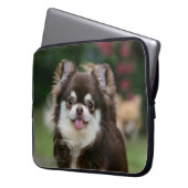 Langhaariger ChihuahuaHeadshot 1 Laptopschutzhülle (Vorderseite Links)
