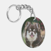 Langhaariger ChihuahuaHeadshot 1 Schlüsselanhänger (Vorderseite links)