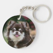 Langhaariger ChihuahuaHeadshot 1 Schlüsselanhänger (Rückseite)