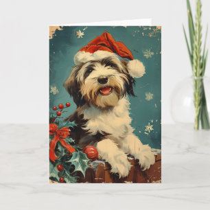Langhaariger Collie vintage personalisiertes Weihn Feiertagskarte