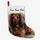 Langhaariger Dackel Kleiner Weihnachtsstrumpf (Vorderseite)