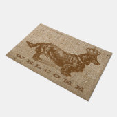 Langhaariger Daschund Dog W/Crown Vintag Fußmatte (Schrägansicht)