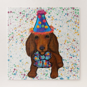 Langhaariger roter Dachshund Puzzle