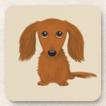 Langhaariger roter Dackel-Cartoon-Hund der Getränkeuntersetzer<br><div class="desc">Das Set des Dackel-Liebhabers Untersetzer. Fügen Sie diesen niedlichen Dekor Ihrem Speiseraum- oder Kaffeetische hinzu und schützen Sie Ihre Möbel vor dem Schaden,  der von den heißen und kalten Getränken kommen kann. Ursprüngliches Cartoonartzeichnen einer langhaarigen roten Dackel. Die diese coolen Untersetzer des Dackelhundeliebhabers machen ein Spaßgeschenk.</div>
