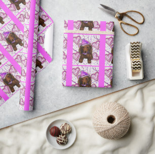 LANGHAARIGER ROTER DOXIE       GESCHENKPAPIER
