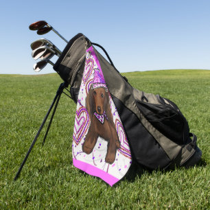 LANGHAARIGER ROTER DOXIE GOLFHANDTUCH