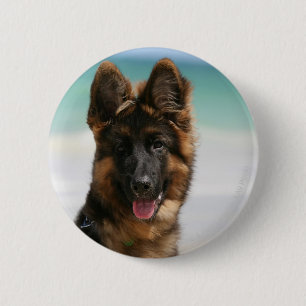 Langhaariger Schäferhund-Strand Button