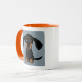 Langhaariger Schwarzer und Tan-Dackel Welpenhund Tasse (Vorderseite Links)