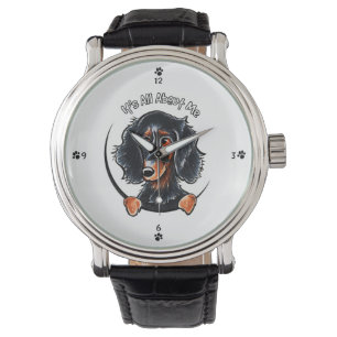 Langhaariges Dackel-Schwarzes TAN IAAM Armbanduhr
