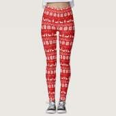Langhaariges Dackel-Silhouette-Weihnachtsmuster Leggings (Vorderseite)