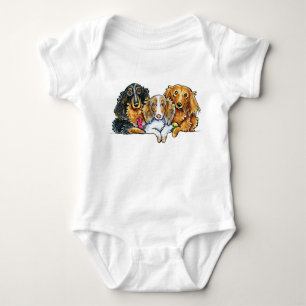 Langhaariges Dackel-Trio Baby Strampler