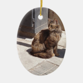 Langhahaarige persische Katze Petra Keramikornament