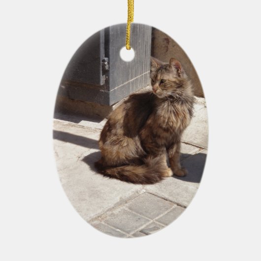 Langhahaarige persische Katze Petra Keramikornament (Vorne)