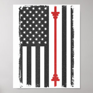 Langhantel-Amerikanische-Flagge-Gym-Workout-T-Shir Poster