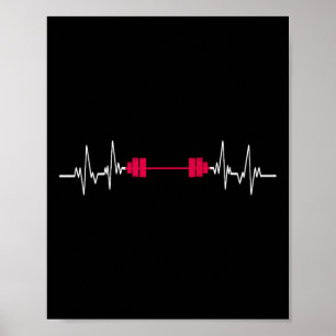 Langhantel Fitness Herzschlag Kraft Sport Bodybuil Poster