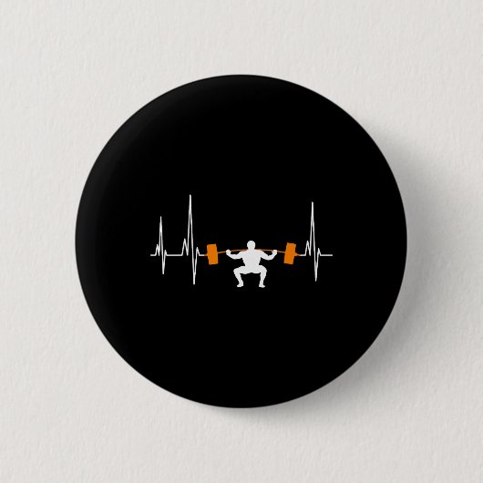 Langhantel-Gewichtheben Herzschlag Bodybuilding Co Button (Vorderseite)