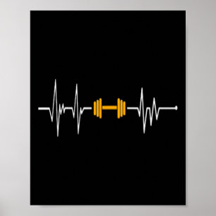 Langhantel Gewichtheben Herzschlag - Bodybuilding Poster