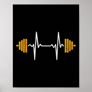 Langhantel Gewichtheben Herzschlag-Shirt - Bodybui Poster