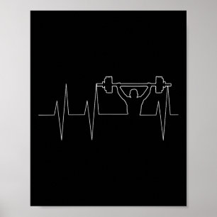 Langhantel Gewichtheben Herzschlag-Shirt - Bodybui Poster