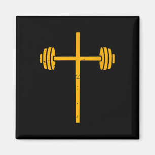 Langhantel Kreuz-Shirt Lustig Christlich Workout F Magnet