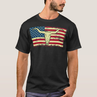 Langhorn-Amerikanischer Fahne-Langornliebhaber T-Shirt