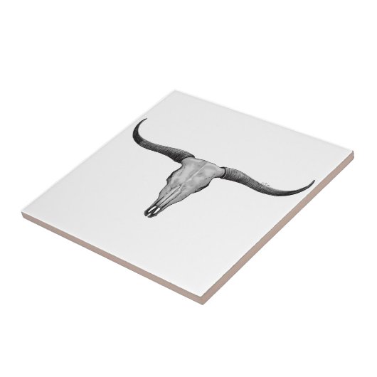 Langhorn Skull Fliese (Seite)