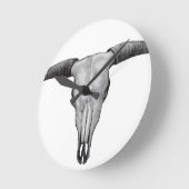 Langhorn Skull Runde Wanduhr (Winkel)
