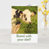 Langjährige Kuh auf Ernährung Geburtstag Karte (Gelbe Blume)